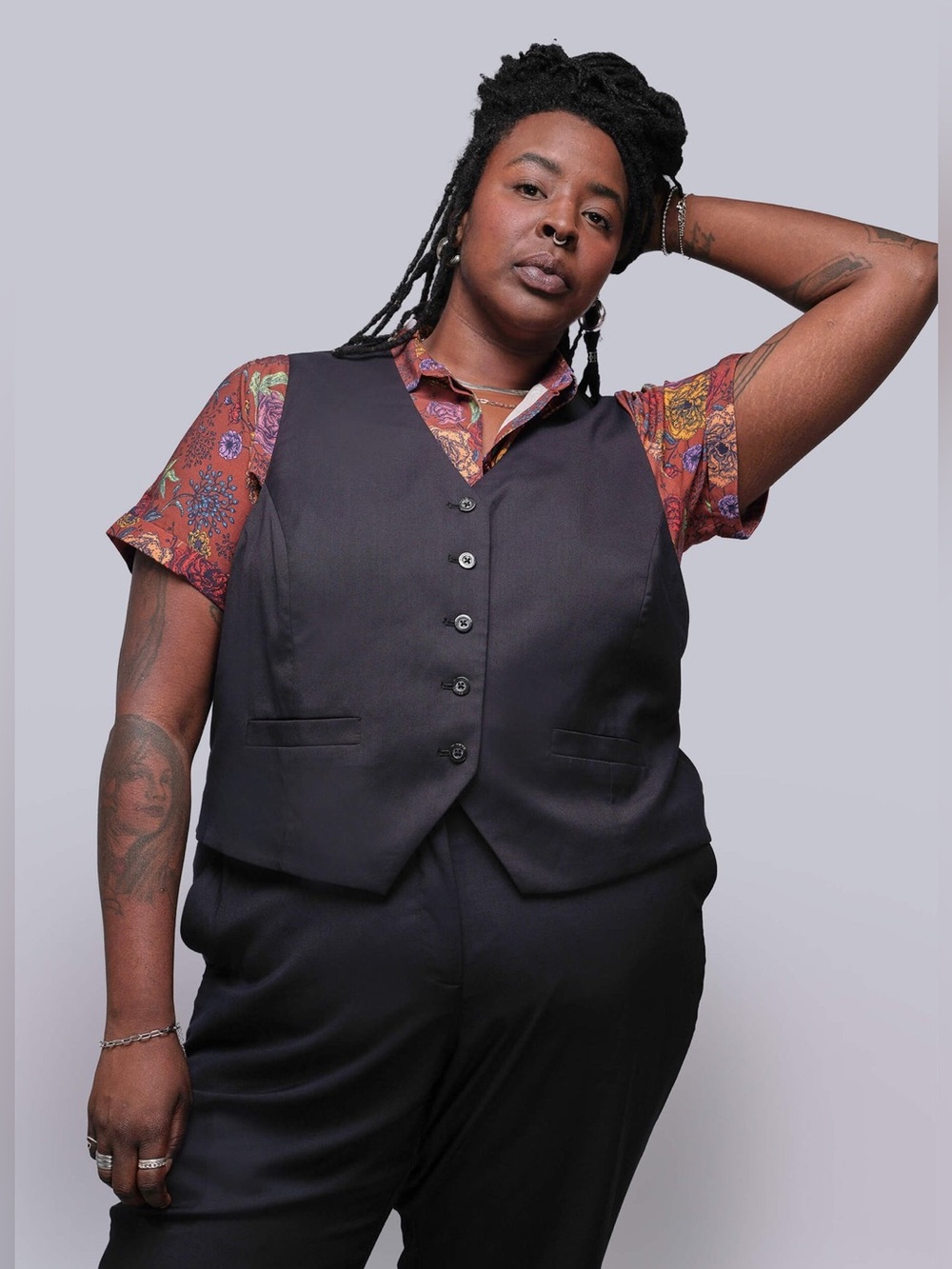 WILDFANG The Empower Vest Size XXL Black Button Front NWT Stretch Dark Academia